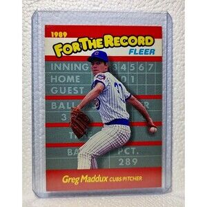 Greg Maddux 1989 Fleer MLB #5 For The Record Baseball Card Chicago Cubs